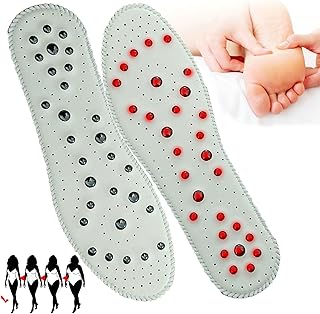 Plantillas Magneticas para Adelgazar,Plantillas Ortopédicas con 58 áreas de Masaje,Plantillas De Terapia Magnética de Acupresión para Aliviar el Dolor de pie y la Fascitis Planta(Size:37,Color:Blanco)