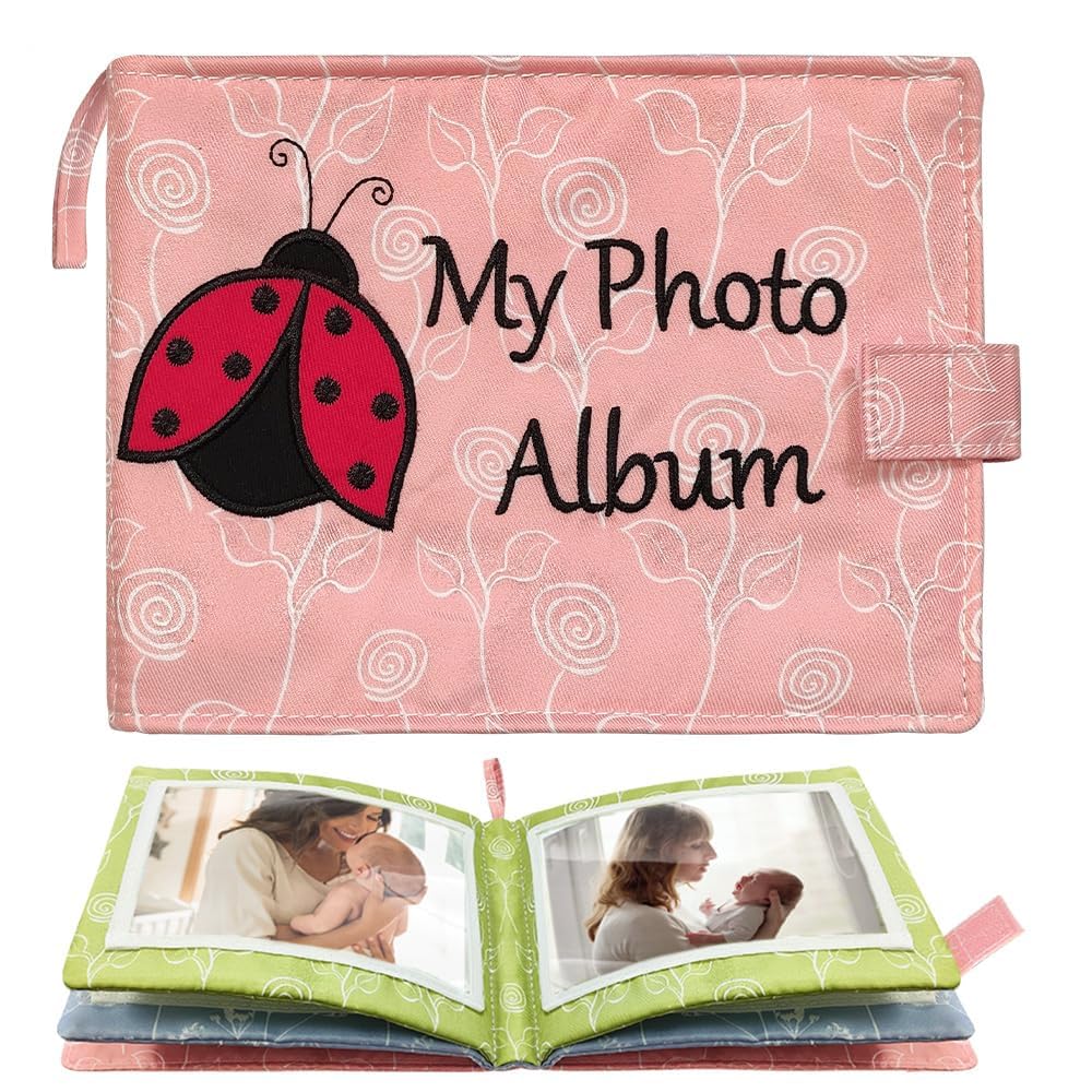 Baby Soft Photo Albums My First Family Album Soft Cloth Baby Photo Book My First Family Photo Album -Soft Cloth,Baby Safe,Holds 4x6 Photo Album (Pink)-picture-30