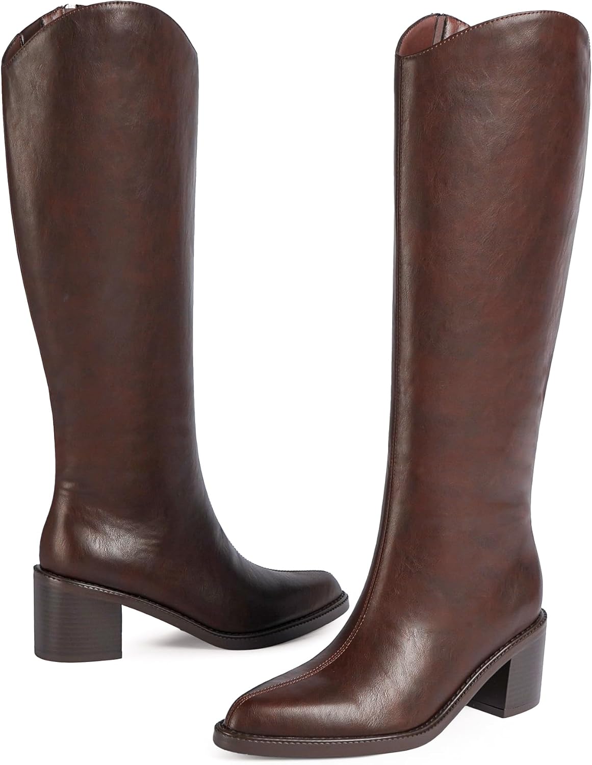 Modatope Women's Knee High Boots Pointed Toe Chunky Block Heel Tall Boots with Side Zipper Long Boot - Image 6