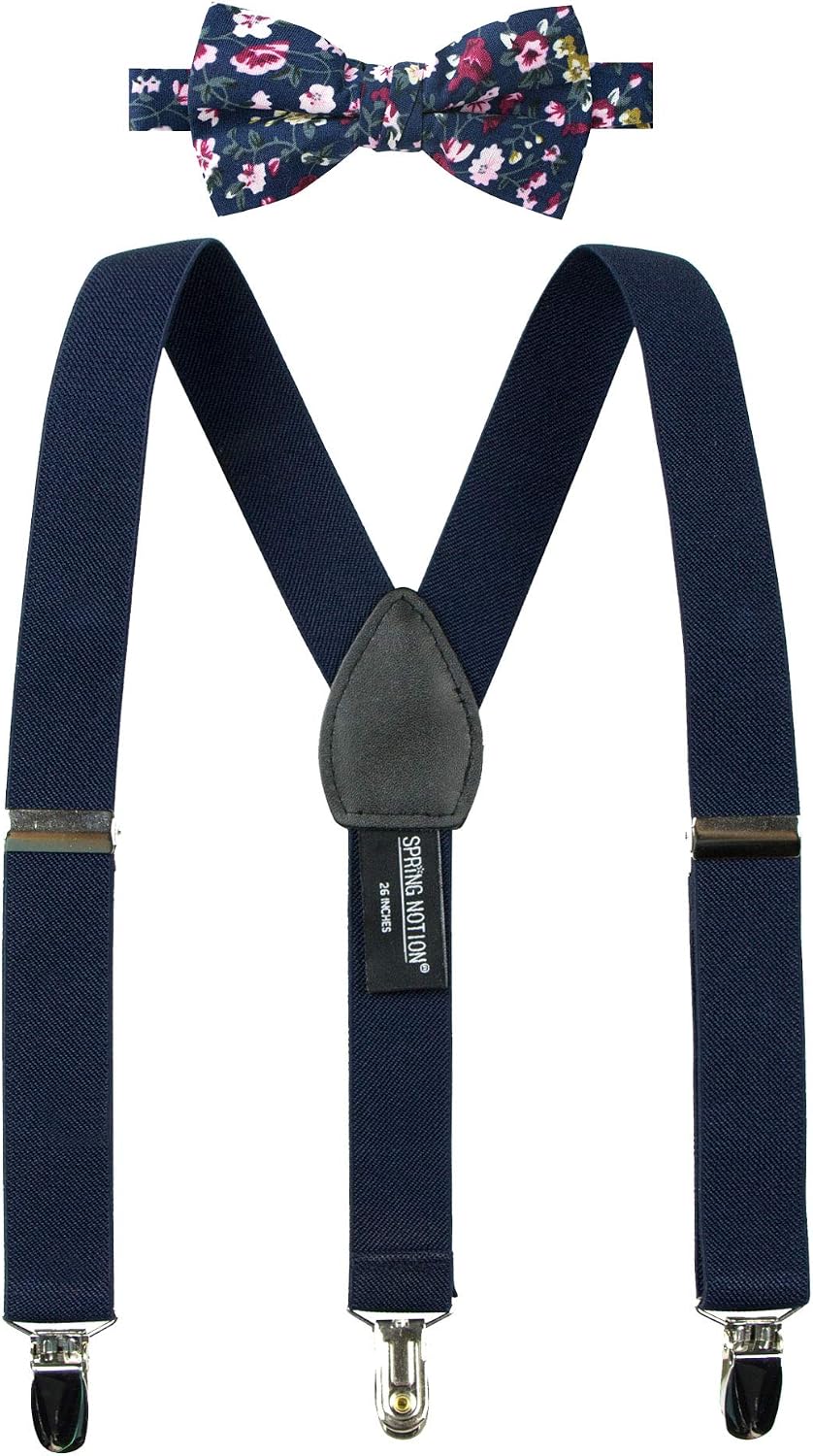 Spring Notion Boys' Suspenders and Dark Floral Bow Tie Set