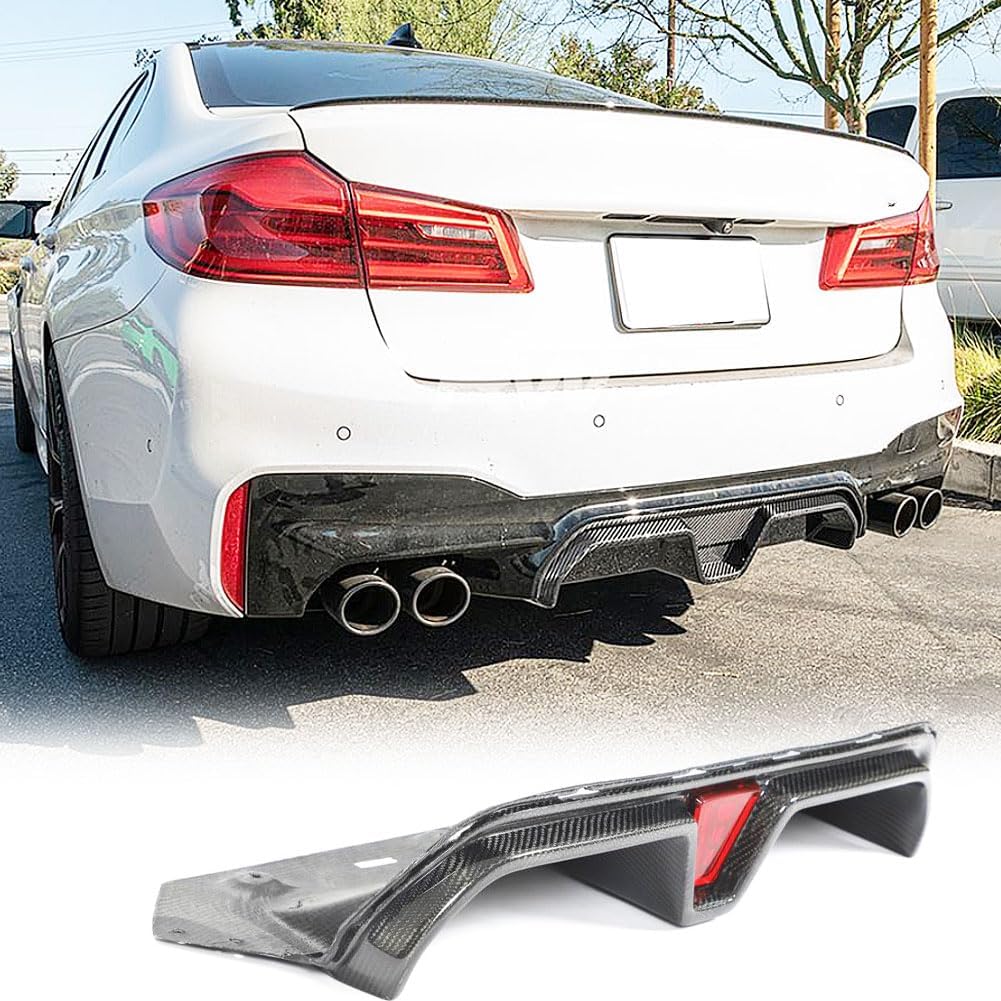 Real Carbon Fiber Rear Bumper Diffuser for BMW 5 Series F90 M5 2021-2022 Sedan 4-Door Lower Bumper Lip with Brake Light Body Kit Factory Outlet