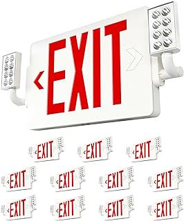 Amico 12 Pack Double-Sided Exit Sign with Emergency Lights, LED Adjustable LED Emergency Exit Lights with Battery Backup, Hard Wired,UL Certified, AC 120/277V