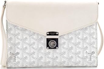 Pre-Loved Chypre Wallet on Strap Coated Canvas with Leather, White