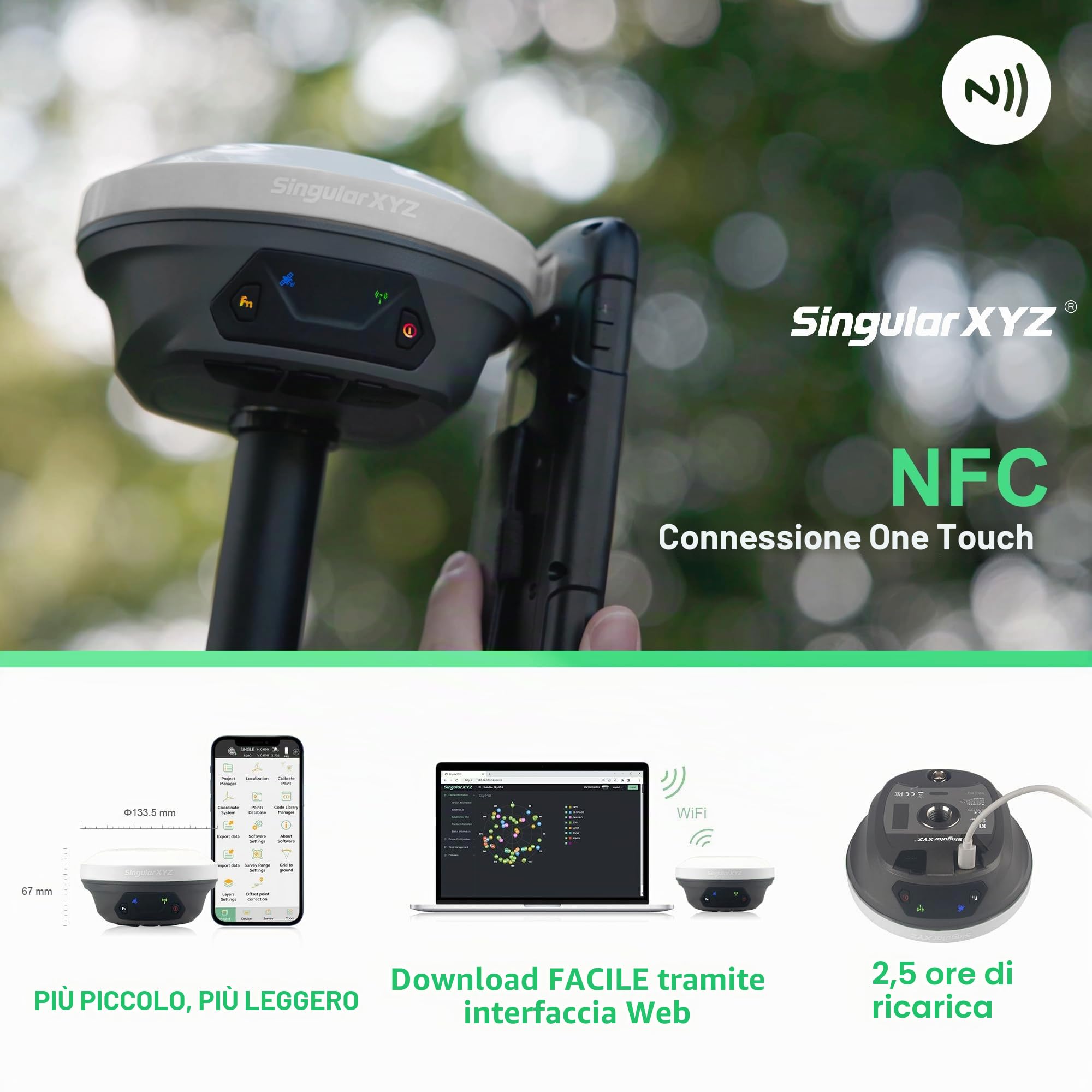 E1 GNSS IMU RTK GPS Surveying Equipment Rover Receiver Rtk Gnss Collettore portatile e software di indagine, 1408 canali, precisione 1cm, distanza 5km