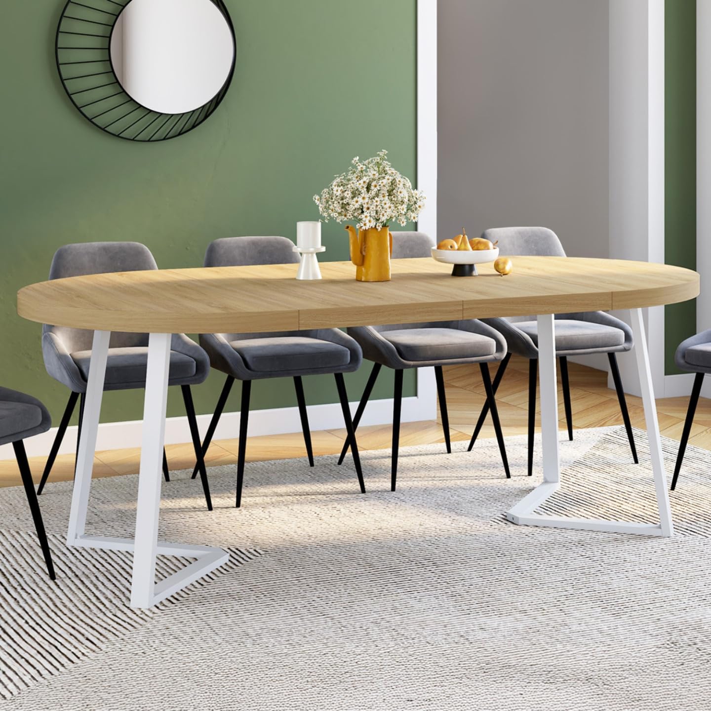 IDMarket - Mesa de Comedor Extensible Redonda Selma 4-10 Personas Madera y Blanco 110-200 cm