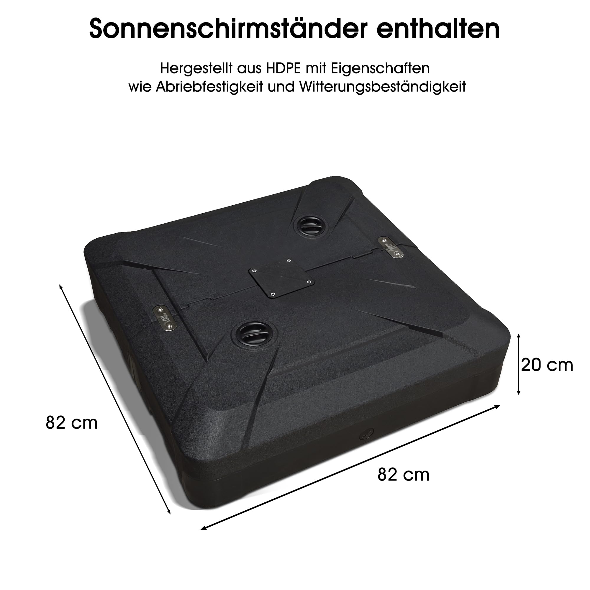 PURPLE LEAF Ampelschirm Rund 330 cm mit Ständer, Bespannung Polyester, Grau | 6-fach Verstellbar, Sanfte 360°-Drehung, Schirmständer, Doppeldach-Belüftung, Stabiler Rostfreier Alurahmen, Ampelschirm