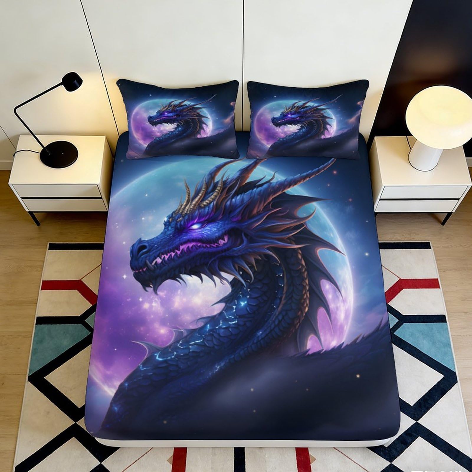 3D Printed Ocean Animal Fitted Sheet Microfiber Deep Pocket Non-Slip Sea Theme Mattress Fitted Cover Washable 180x200x25cm