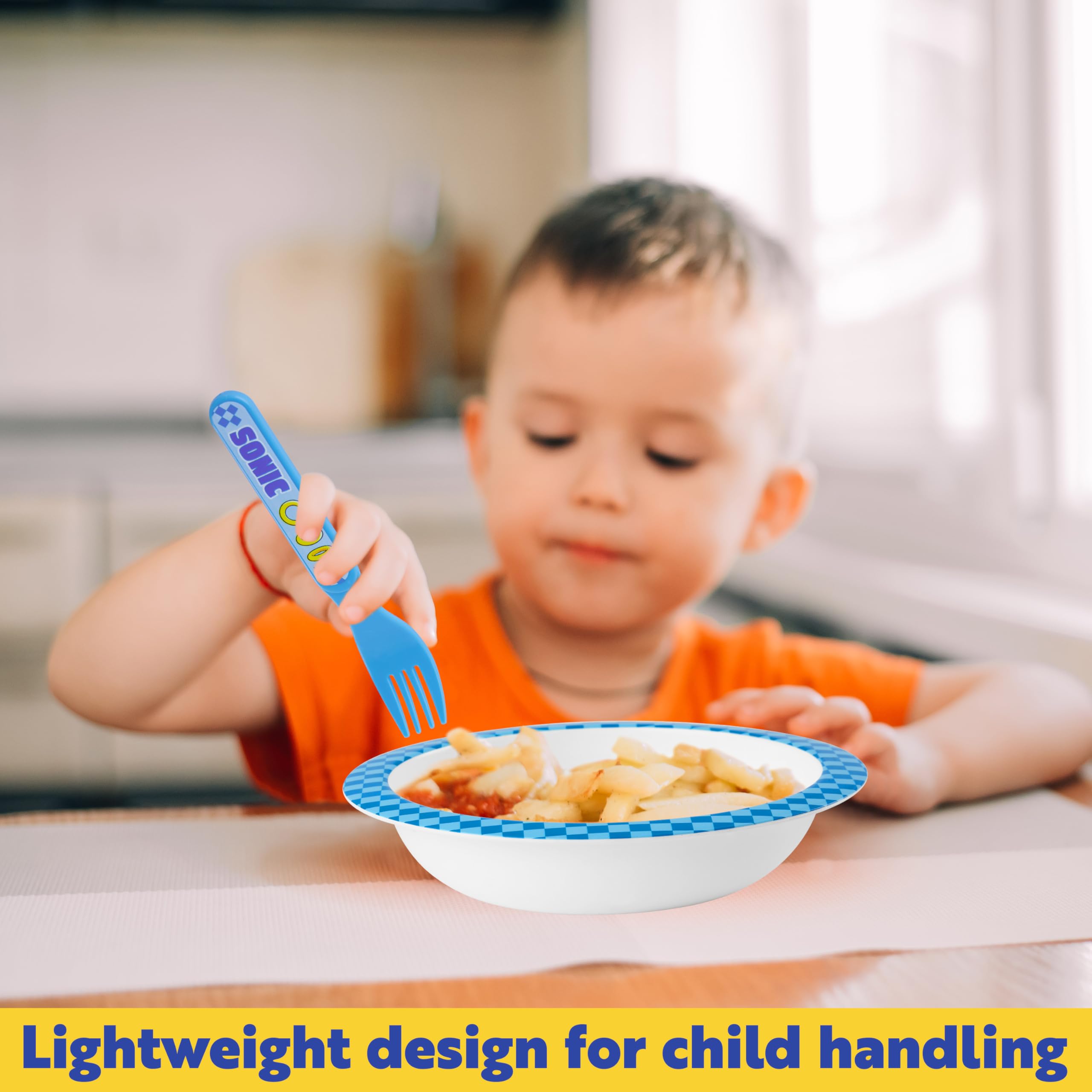 Get Trend SONIC THE HEDGEHOG Set Stoviglie Bambini, Posate Set 5 Pz Riutilizzabile, Piatti Plastica Ciotola Tazza Cucchiaio Forchetta, BPA Gratuita (Blu Sonic The Hedgehog)