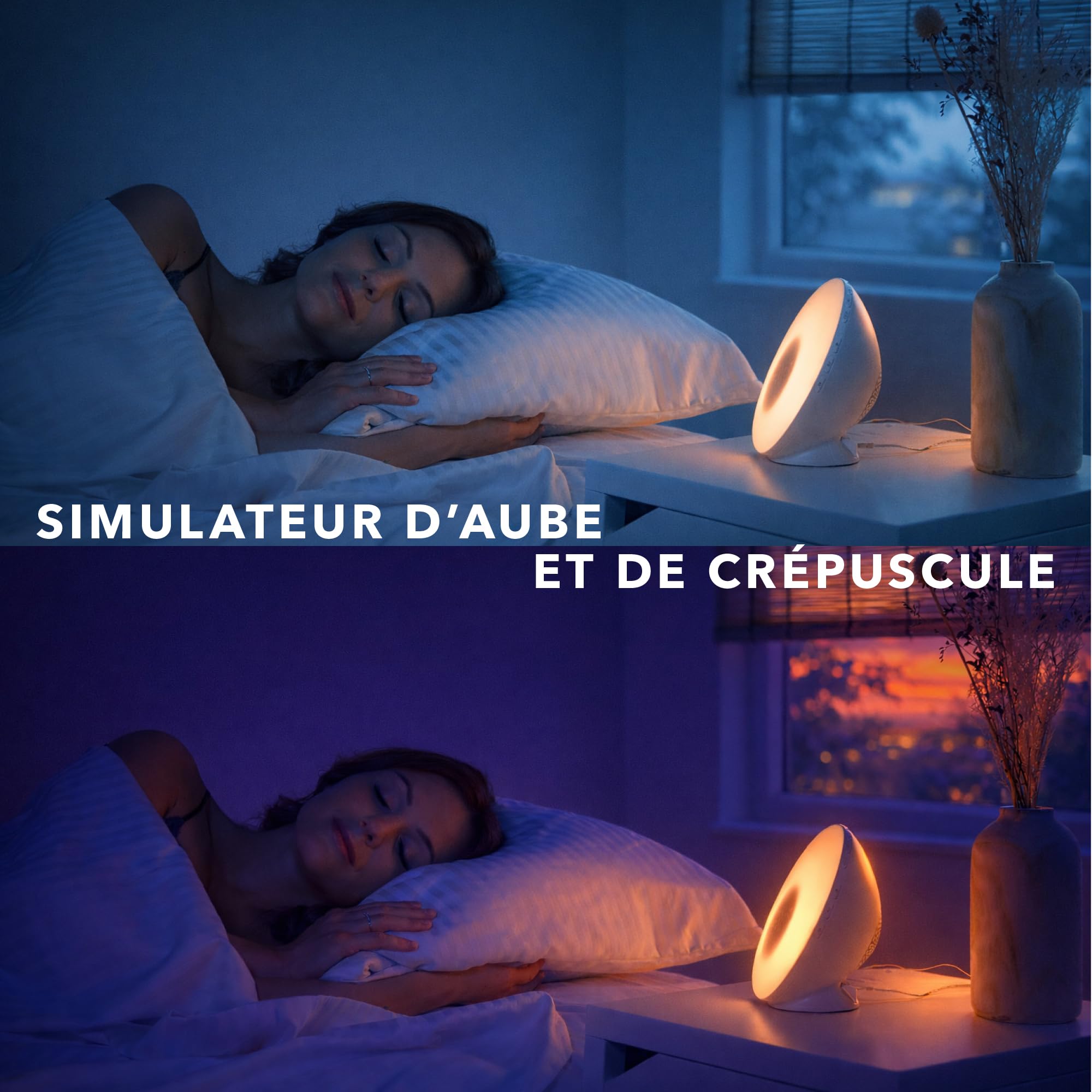 Lanaform - WL-100C - Simulateur D’aube Et De Crépuscule Connecté - Réveil Lumineux - Imite Le Lever Et Le Coucher Du Soleil - Aide À L'endormissement Avec Sons Neutres Et Ondes Alpha - 2 Alarmes