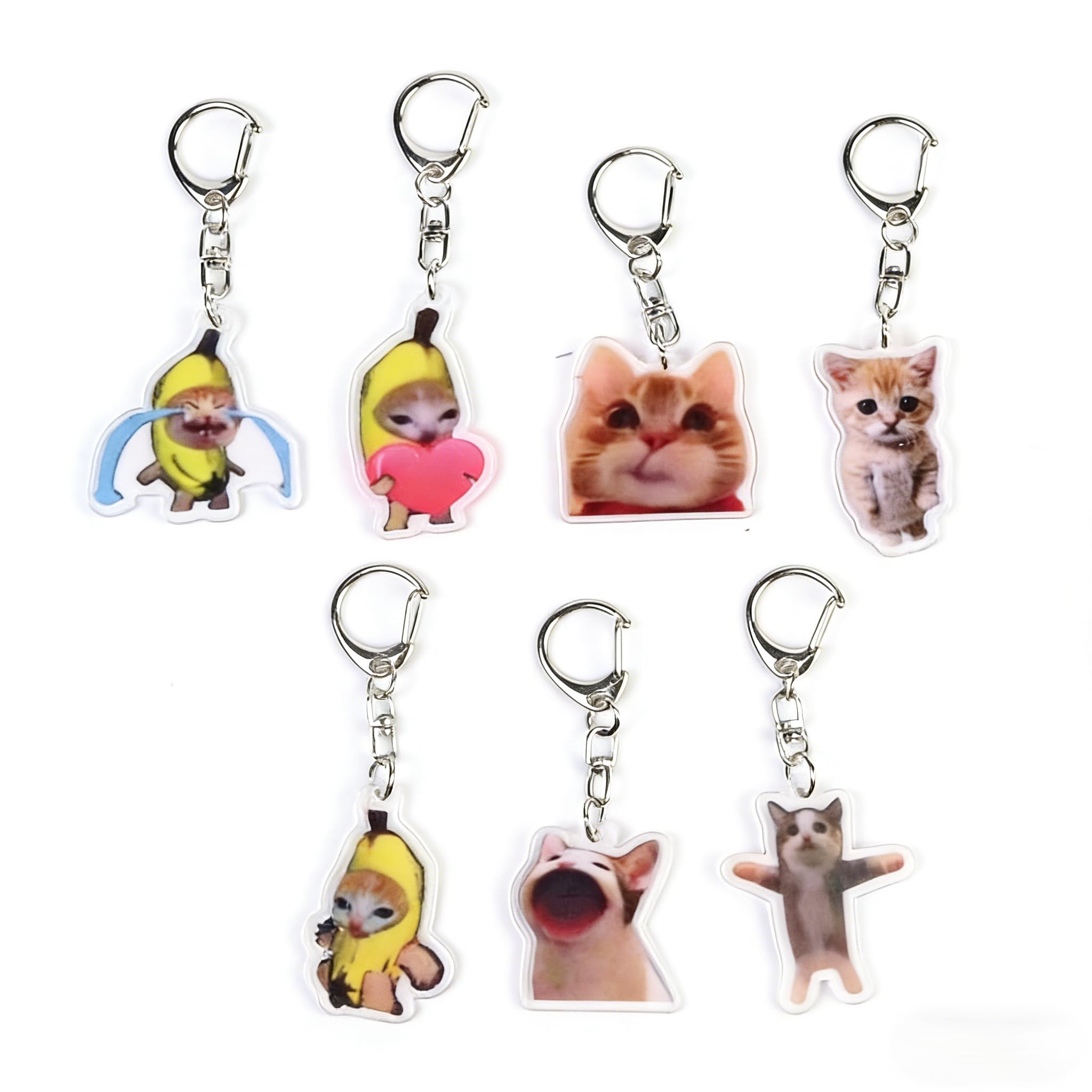 7 PCS Cat Keychain, Acrylic Keychain, Set of Seven Colorful Designs, Durable Material for Daily Use, Compact Size for Easy Carrying, Ideal for Bag Accessories-image-35