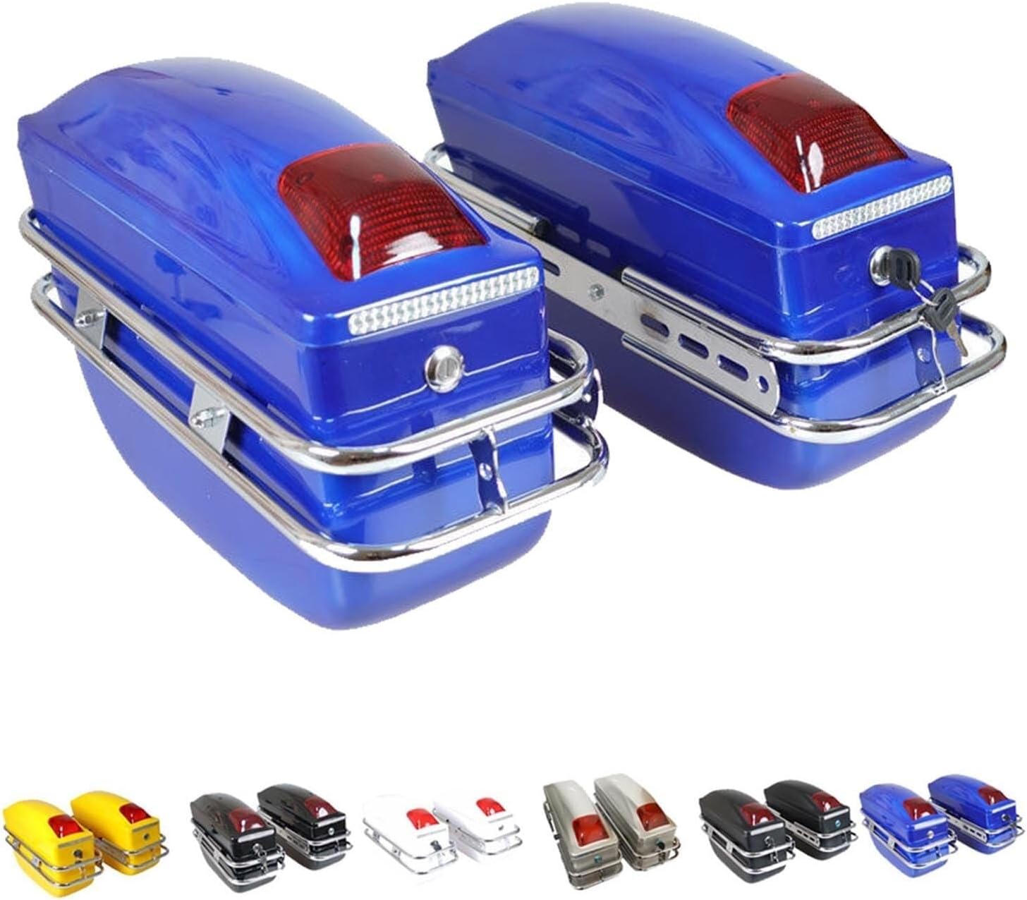 Motorcycle Hard Side Case Panniers - Waterproof Lockable Storage Saddlebags with Backrest, Left & Right Box Carrier Set