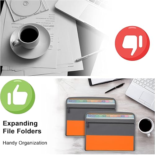 Miniatura 8 de NAFY Carpeta de archivos expansible, organizador de documentos de 13 bolsillos con cremallera, tamaño carta A4, carpetas de archivos expansibles