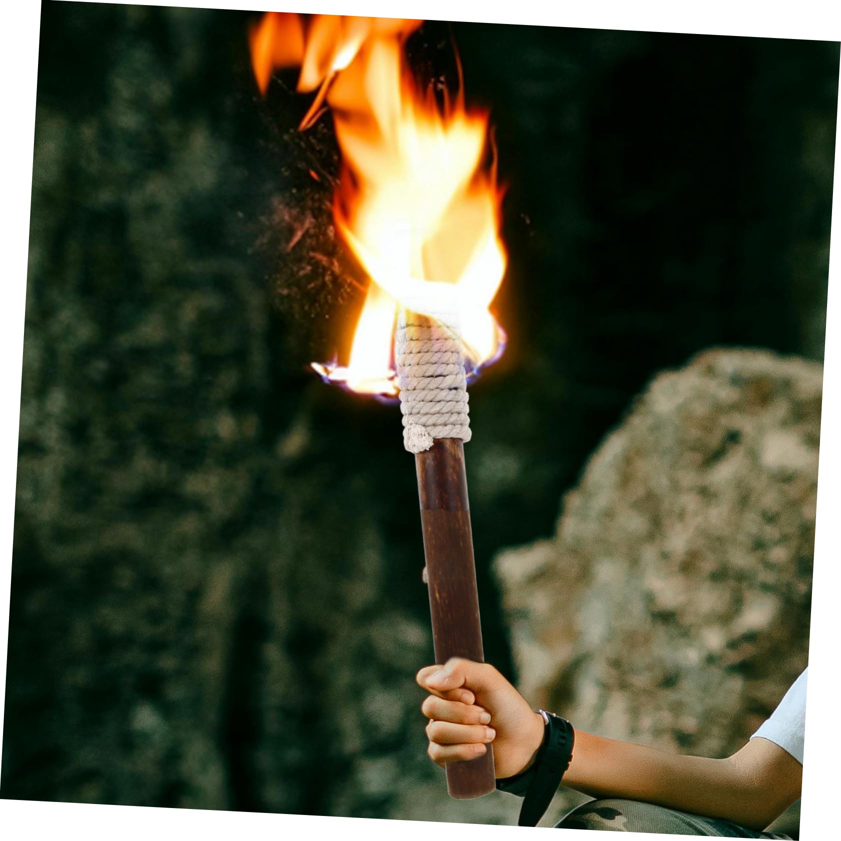 OFFSCH Wooden Torch Landscape Pathway Torch Fire Torch for Garden Garden Wood Torch Handheld Torch Lamp