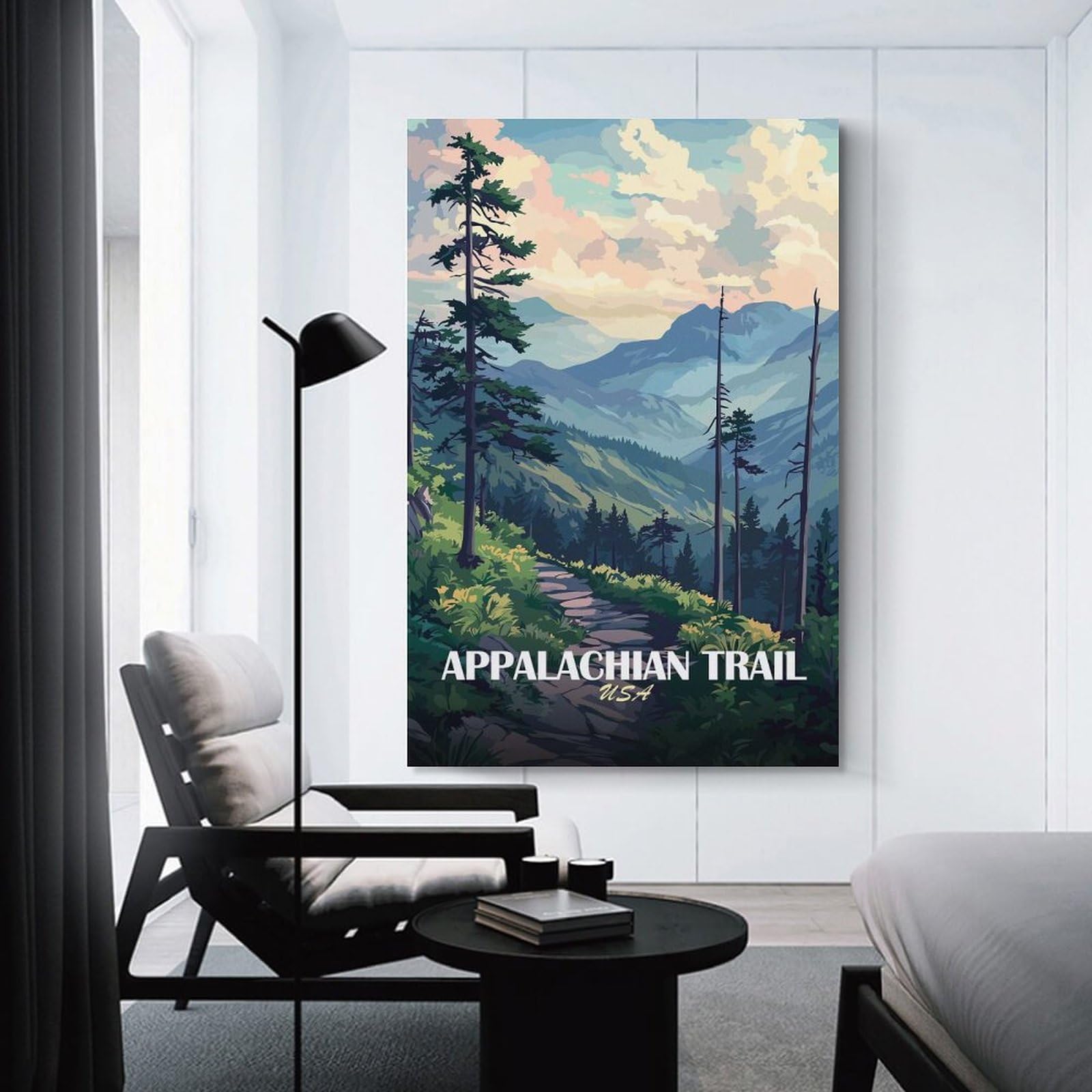 Junmoney Canvas Wall Decor Appalachian Trail USA Landscape Art, 24x36inch(60x90cm), for Bedroom Decor, Cosy Corners Or Studios, Decorative Wall Art for Cosy Rooms