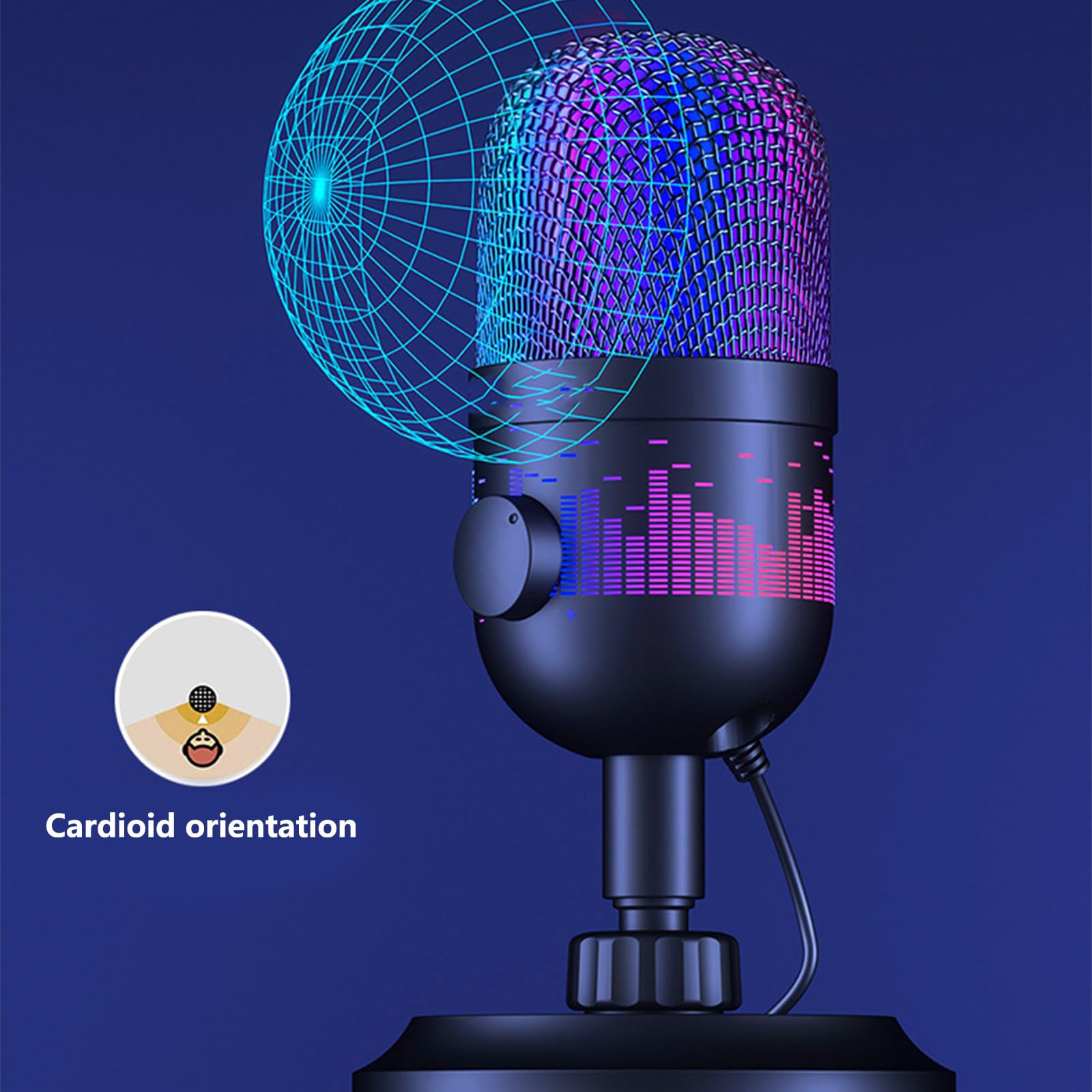 Microfono USB con illuminazione a LED per giochi e streaming, compatibile con PC, computer, console di gioco, accessori per computer
