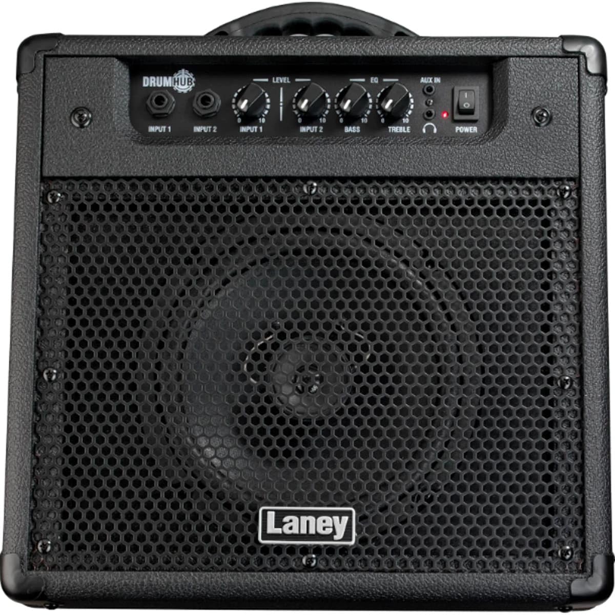 Laney DrumHUB DH40 – 40W Compact Electronic Drum Amp with 8” Coaxial Speaker, Bass Reflex, 2 Channels, Aux In, 2-Band EQ, Headphone Out & Monitor Angle – Perfect for Home, Practice & Classroom Use