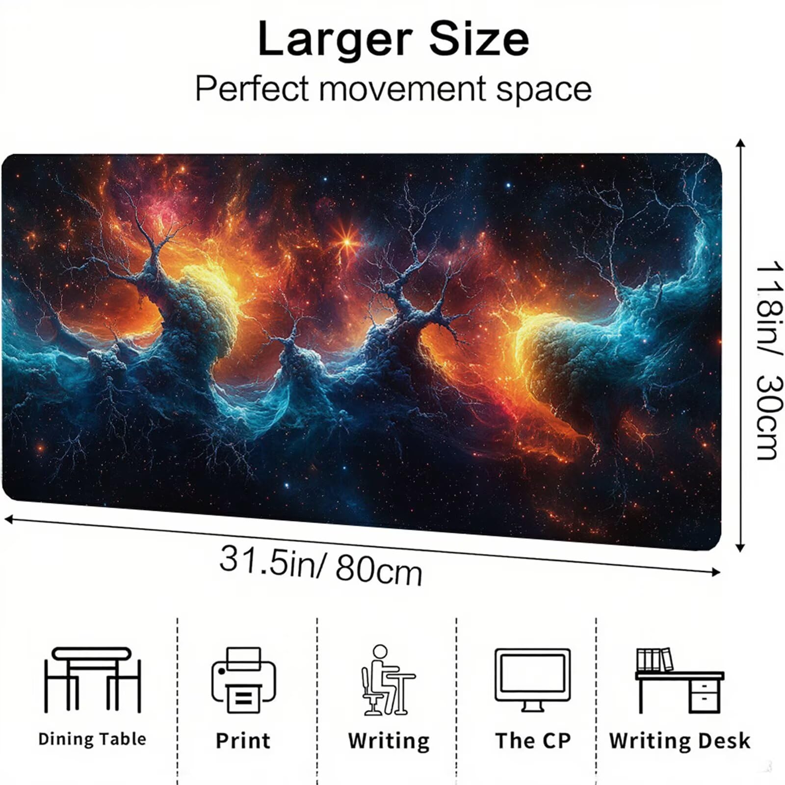 Czarna podkładka pod mysz XXL 1500 x 800 x 3 mm abstrakcyjny uchwyt na biurko akcesoria antypoślizgowa gumowa podstawa i szyte krawędzie podkładka pod mysz dla graczy do dekoracji biura dekoracyjnego