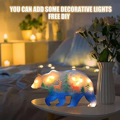 Miniatura 4 de Juego de 2 moldes de resina de oso de ciervo, moldes de fundición de resina grandes para bricolaje, decoración de Navidad