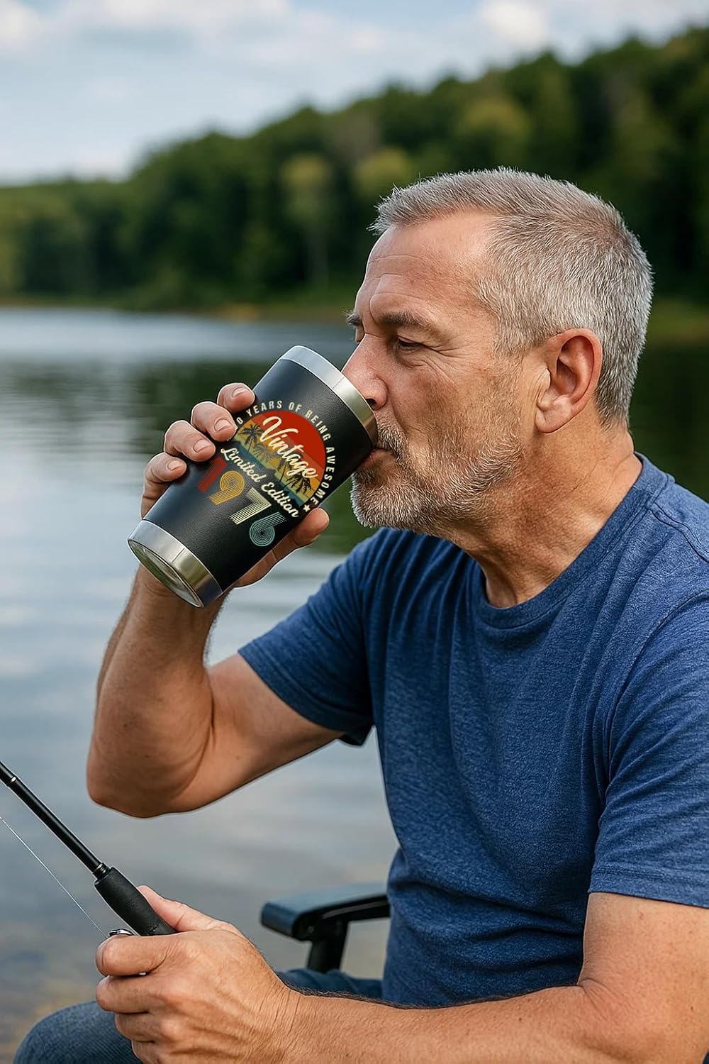 50th Birthday Gifts For Men - 1976 50th Birthday Decorations Ideas for Him Present For Man Turning 50 Year Old Gifts For Dad, Husband, Friends - 20 Oz Stainless Steel Mug Tumbler (Black-197603) - Image 4
