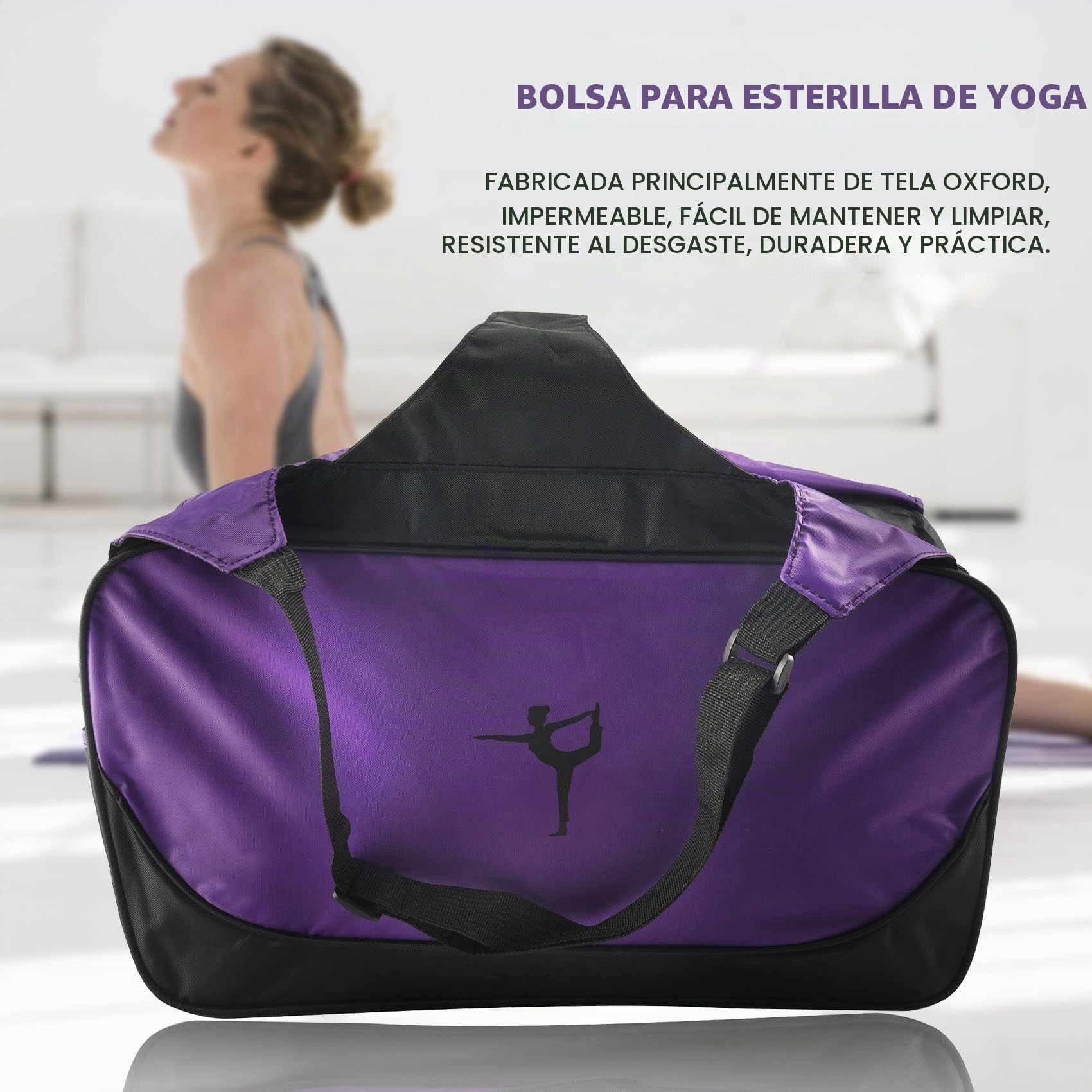 Bolsa de Yoga, Bolsa de Viaje, Mochila con Tapete de Yoga de Gran Capacidad, Bolsa de Gimnasio, Bolsa de Yoga, PúRpura