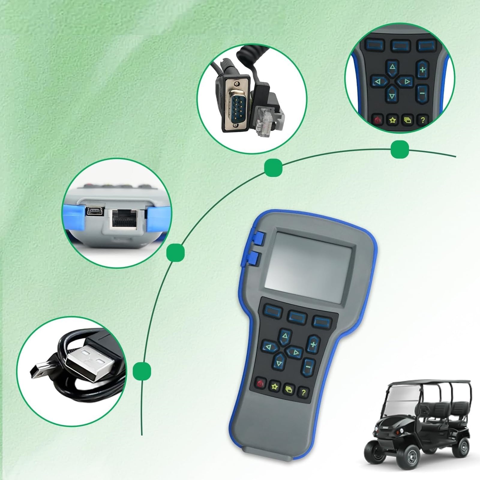 Strumento configurazione del controller del veicolo con controlli servizio in reale, interfaccia programmazione portatile per tecnici carrelli elevatori con carrello da golf File