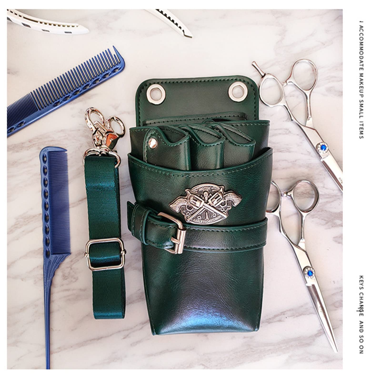 Borsa da Cintura per Strumenti da Parrucchiere, Marsupio in Pelle for Forbici, Borsa da Parrucchiere for Parrucchieri(Green)
