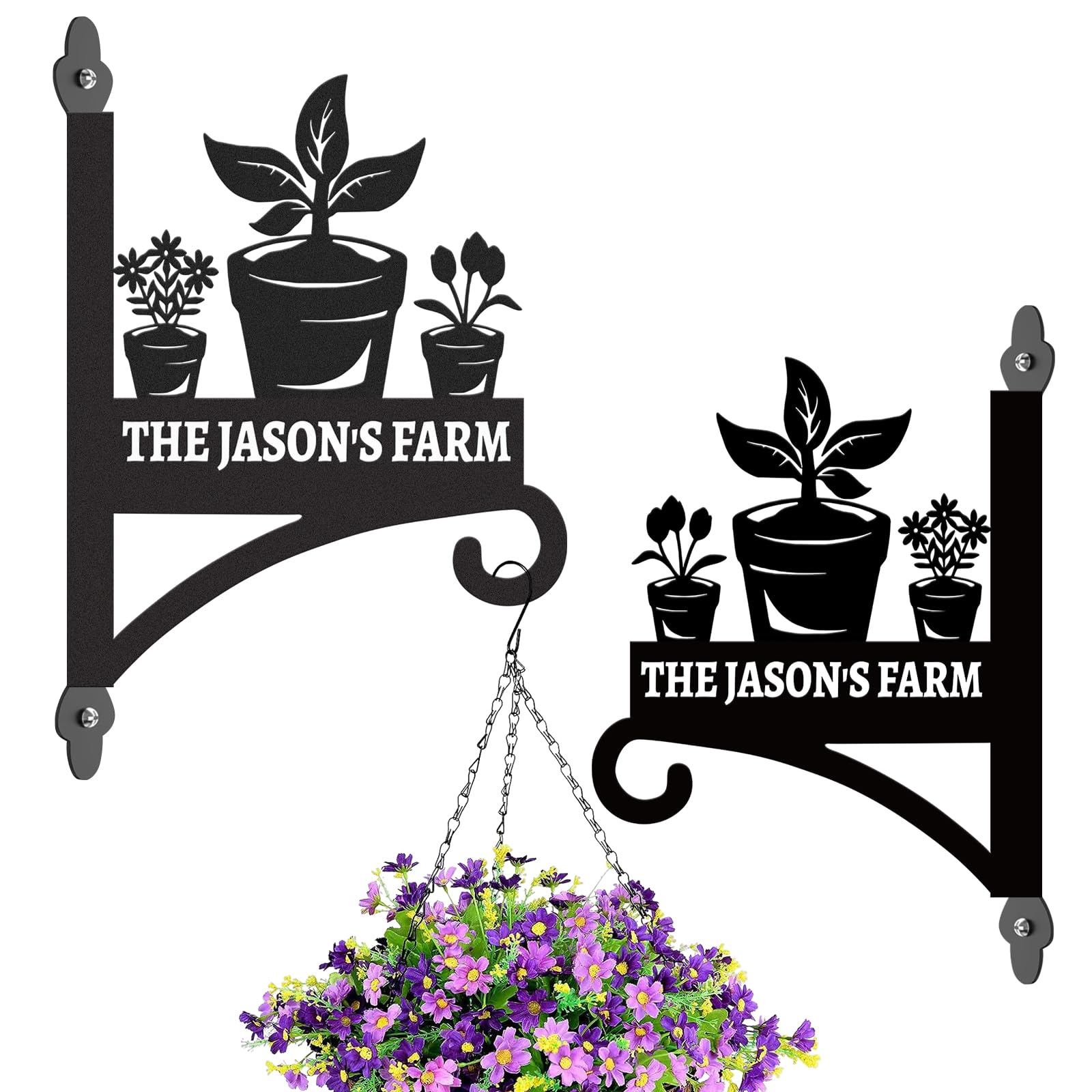 Coovew Personalized Plant Hangers Outdoor, Garden Theme Metal Hanging Plant Bracket, Decorative Plant Hangers, Heavy Duty Wall Hooks for Hanging Bird