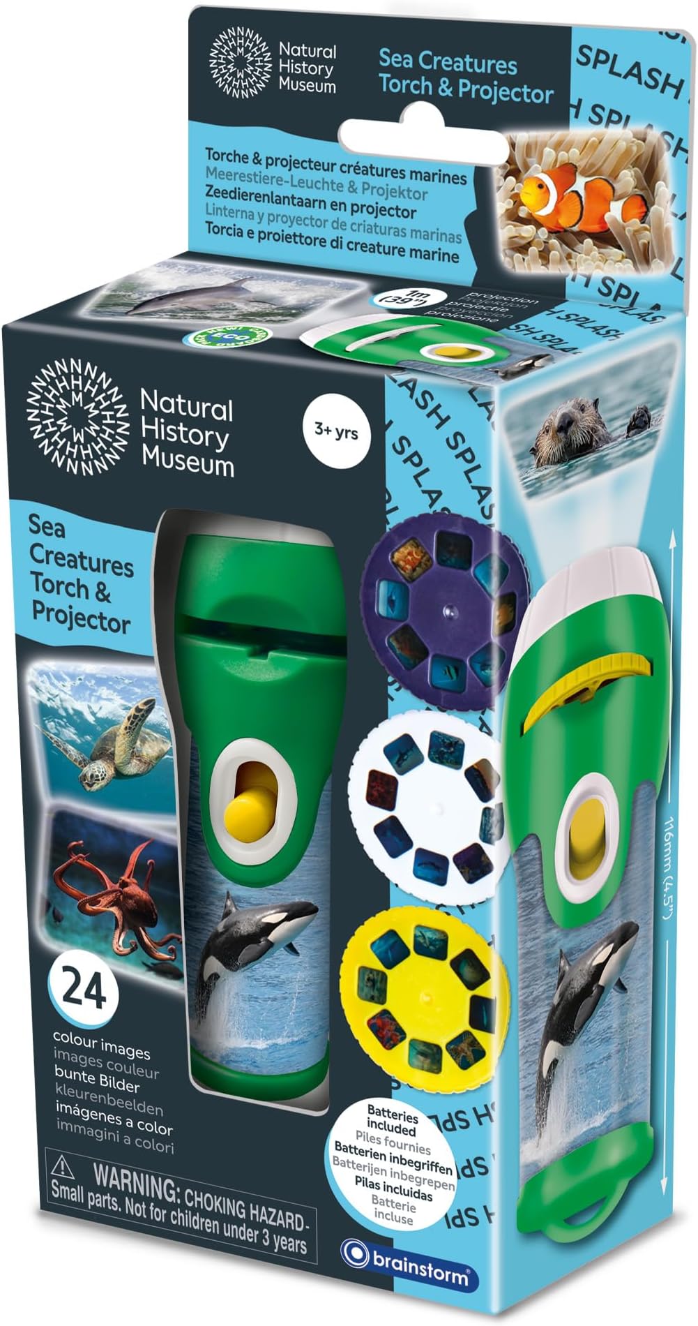 Natural History Museum Sea Creatures Torch and Projector,Multicolor,11.5 x 3 x 3 centimeters