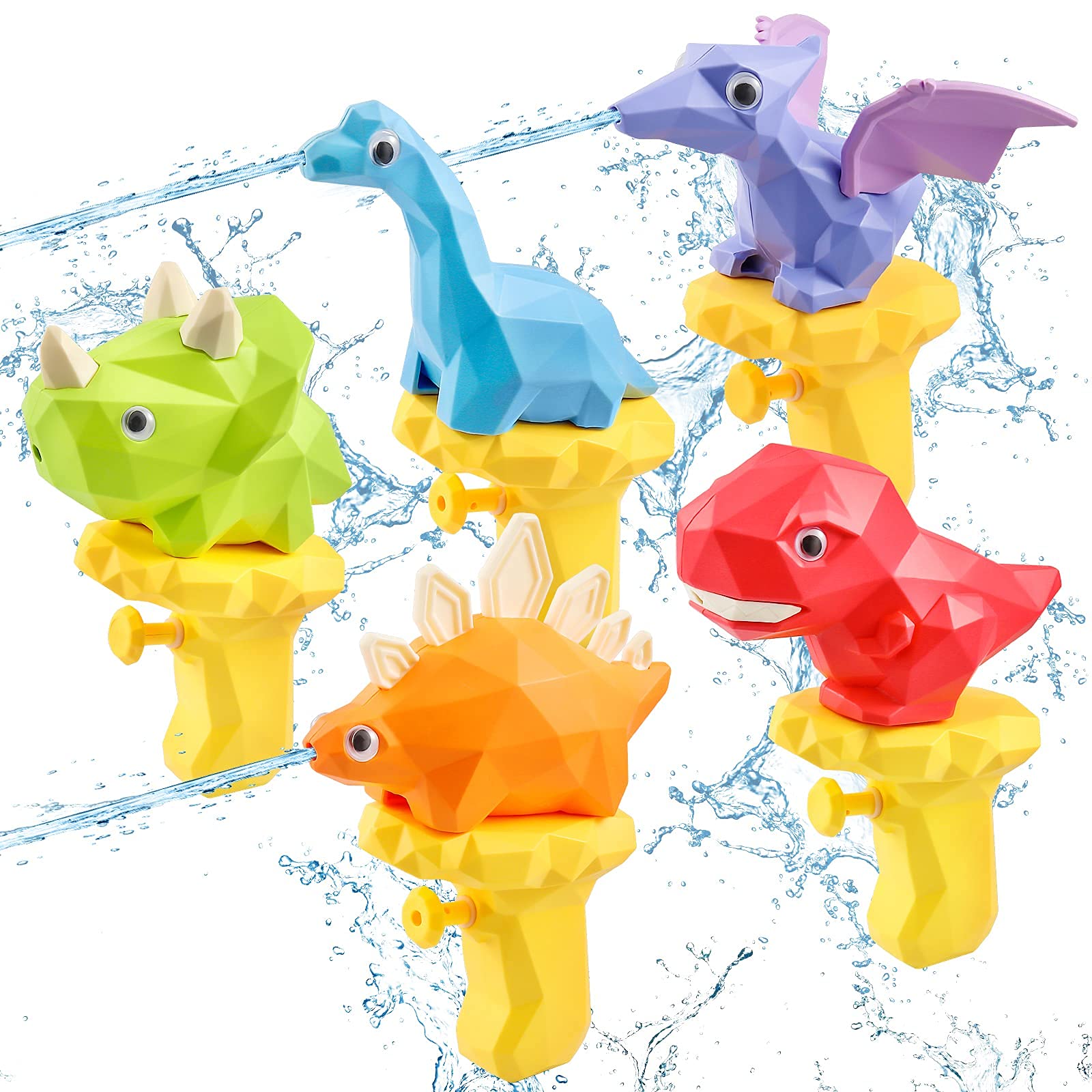 KASTWAVE Water Toy, Water Spray Toy, Water Spray Tube for Kids 5 Pcs, Pool Toys Summer Water Toys Dinosaur Squirt toy, Toddler Outdoor Toys Swimming Pool Beach Games, Swimming Pool Outdoor Beach Toy