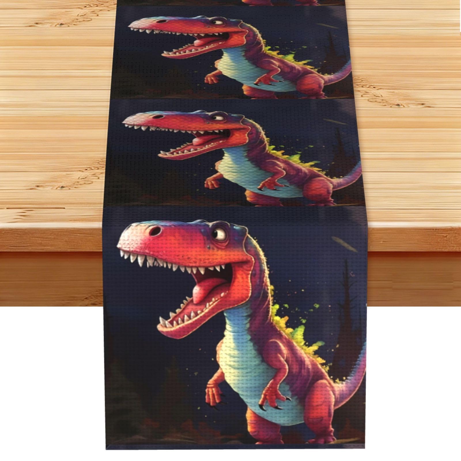 big-mouthed dinosaur Table Runner 13x72 Inch Dining Decor