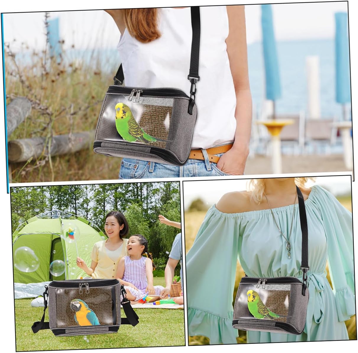 Small Pet Carrier Bag for Hamster and Rat, Portable Breathable Travel Carrier with Zipper, Gray Small Animal Carrying Pouch for Gerbil, Hedgehog, Guinea Pig Outdoors