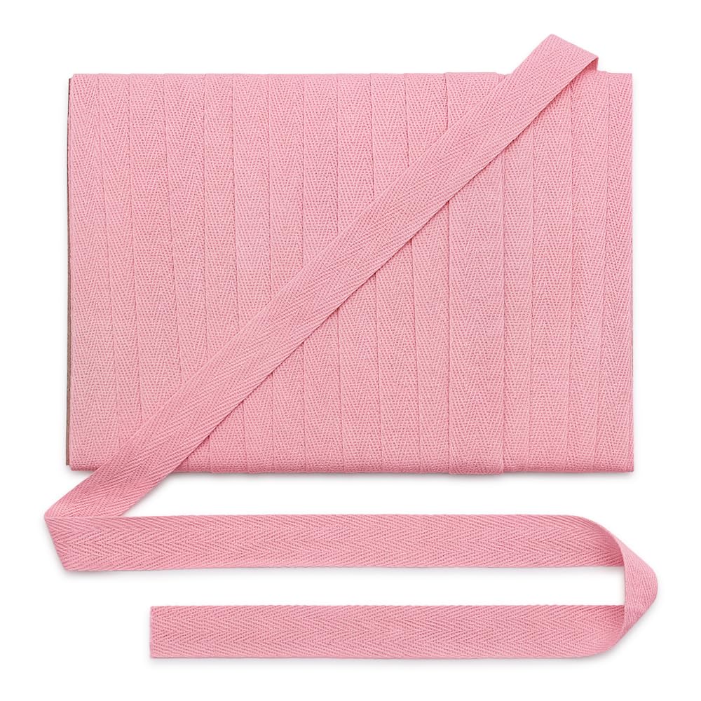 Jamsinmu Cotton Webbing Bias Tape 20 mm, Cotton Webbing Fish Gration Cotton Twill Ribbon, Craft Ribbons for Sewing On, Pink C405, 22 Yards