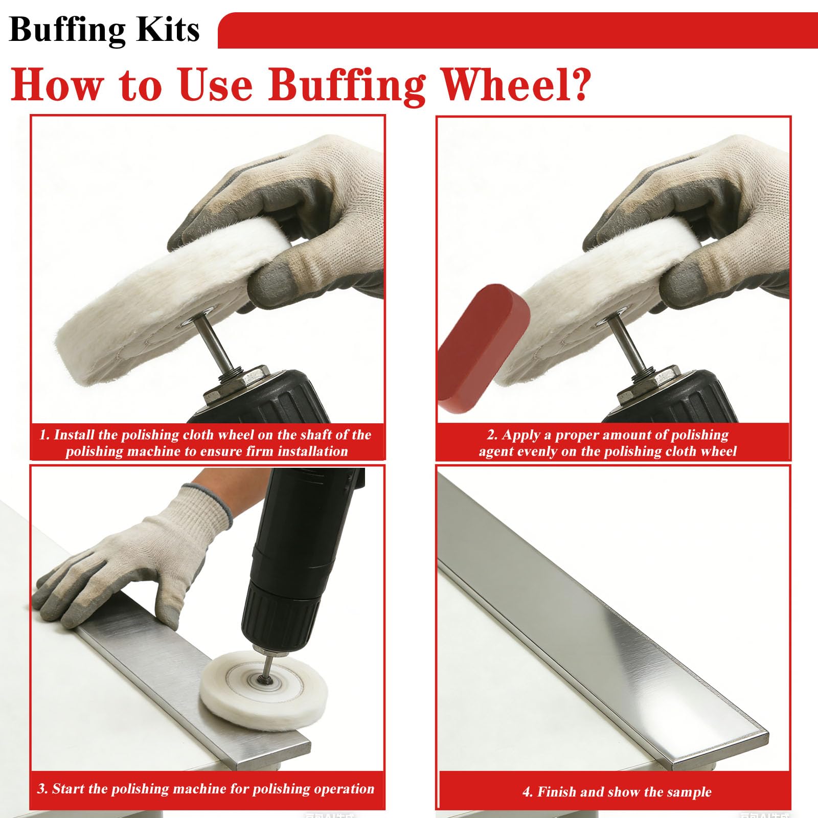 Buffing Wheels Kit - Polish Metal, Wood & More -5