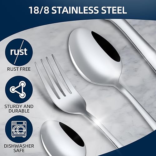 Miniatura 3 de Juego de 16 cucharas de cena, cucharas de sopa prémium de 7.3 pulgadas, cucharas de acero inoxidable de grado alimenticio, solo cucharas de