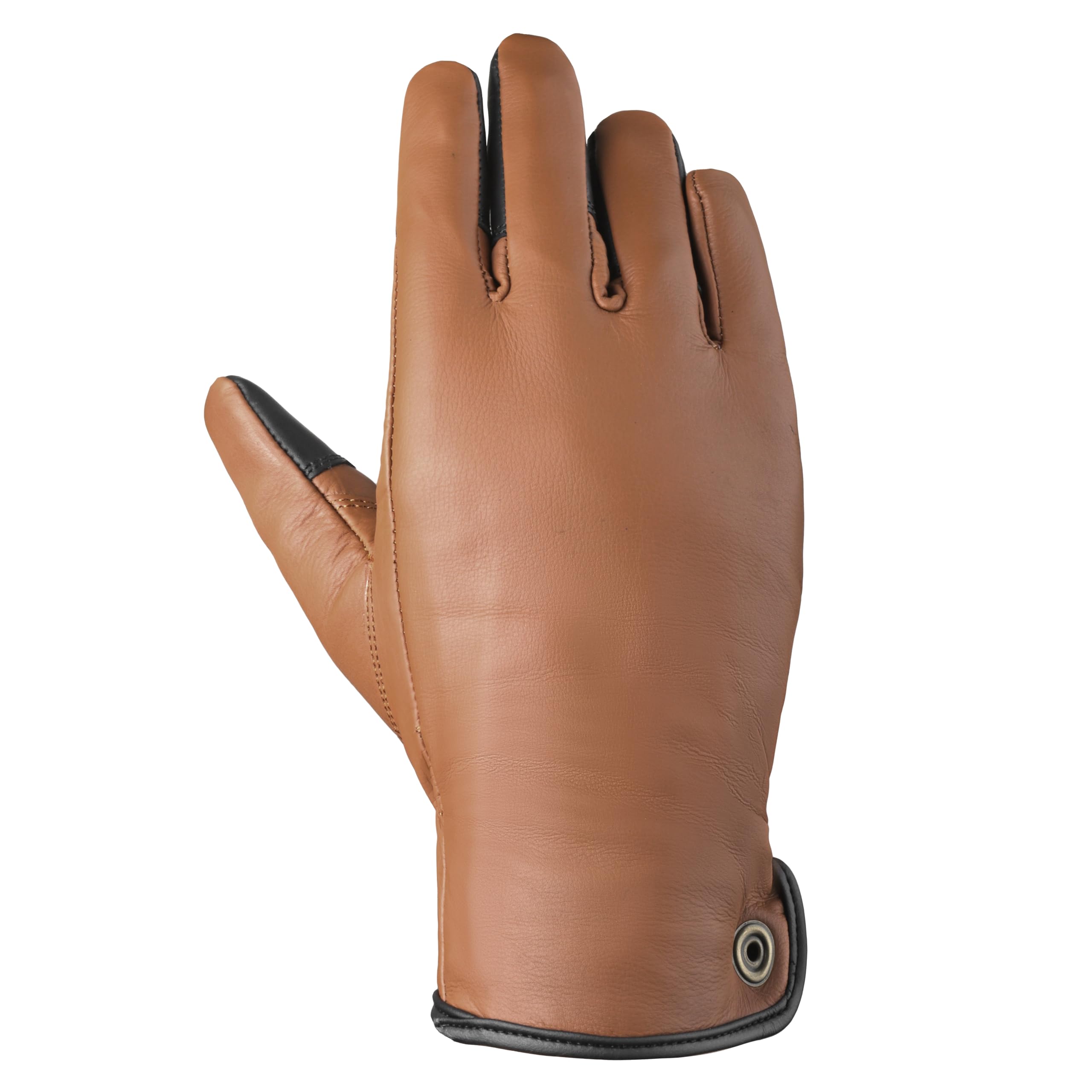 Leather Archery Glove Full 5-Finger with Thumb Protection – Reinforced Stitching for Thumb Release – 100% Leather – Black, Dark Brown, Light Brown (Light Brown, L, Right)