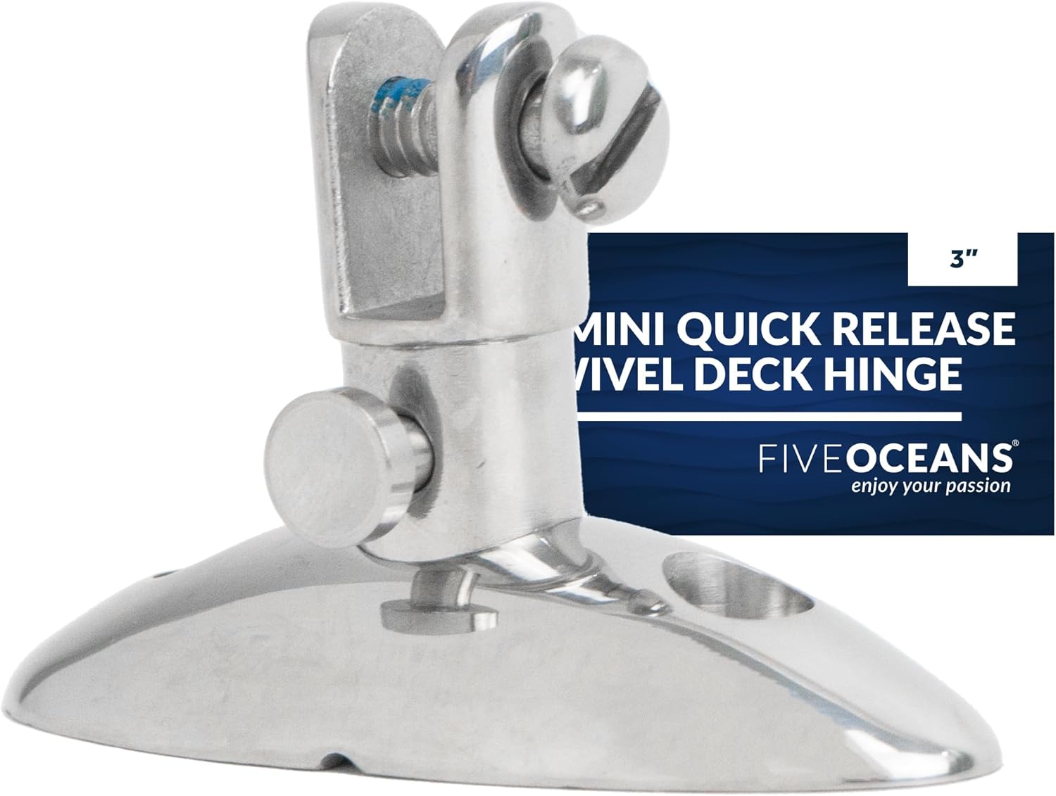 Five Oceans Marine Bimini Top Quick Release 90-Degree Swivel Deck Hinge, Heavy Duty AISI316 Stainless Steel, Ideal for Pontoon, Fishing, Ski Boats - FO1529
