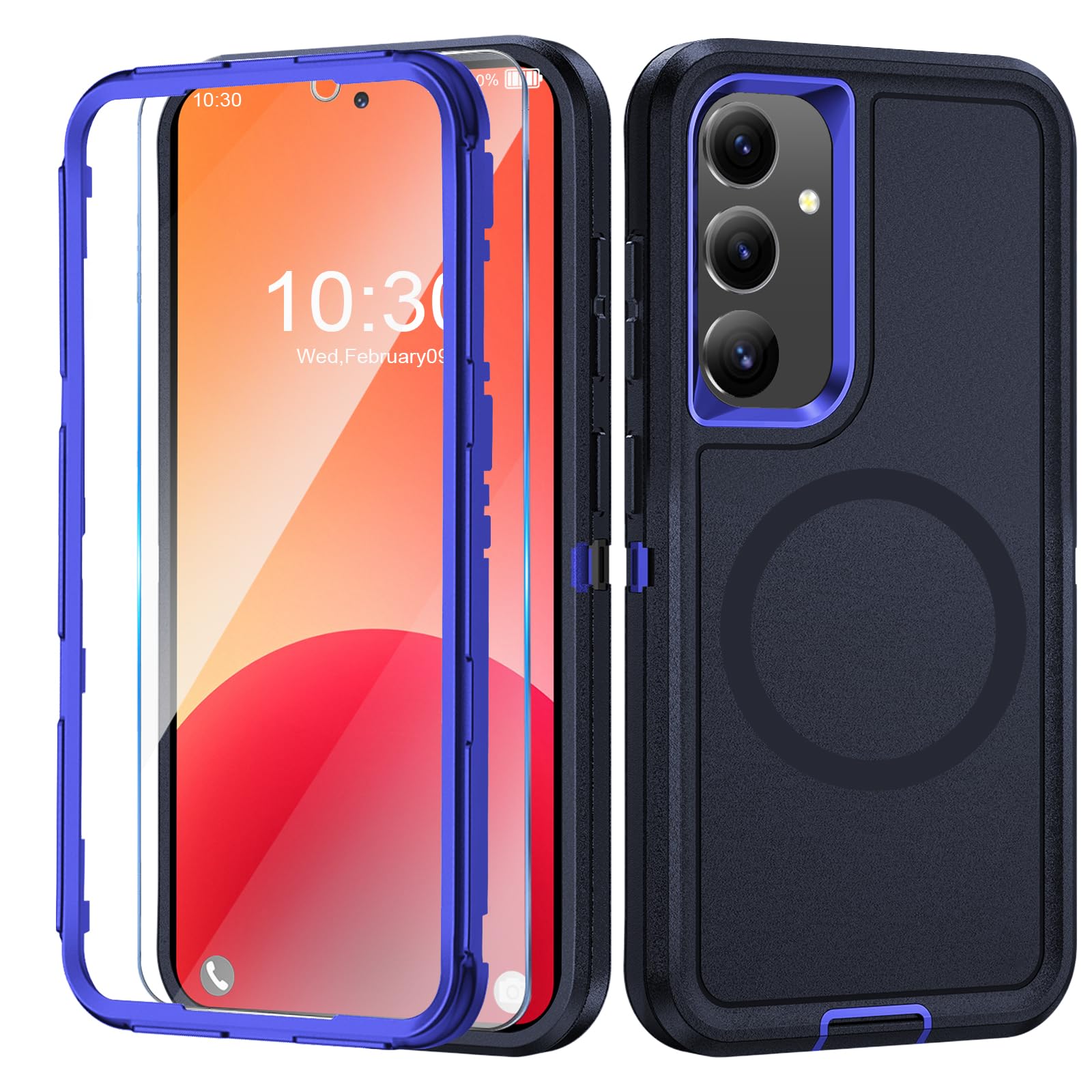 Giyer Handyhülle für Samsung Galaxy A14 5G Hülle mit Schutzfolie, 360° Stoßfest Robust Panzerhülle für Samsung A14 5G Case Cover Schutzhülle mit Magnetisch (Blau, Für Samsung Galaxy A14)