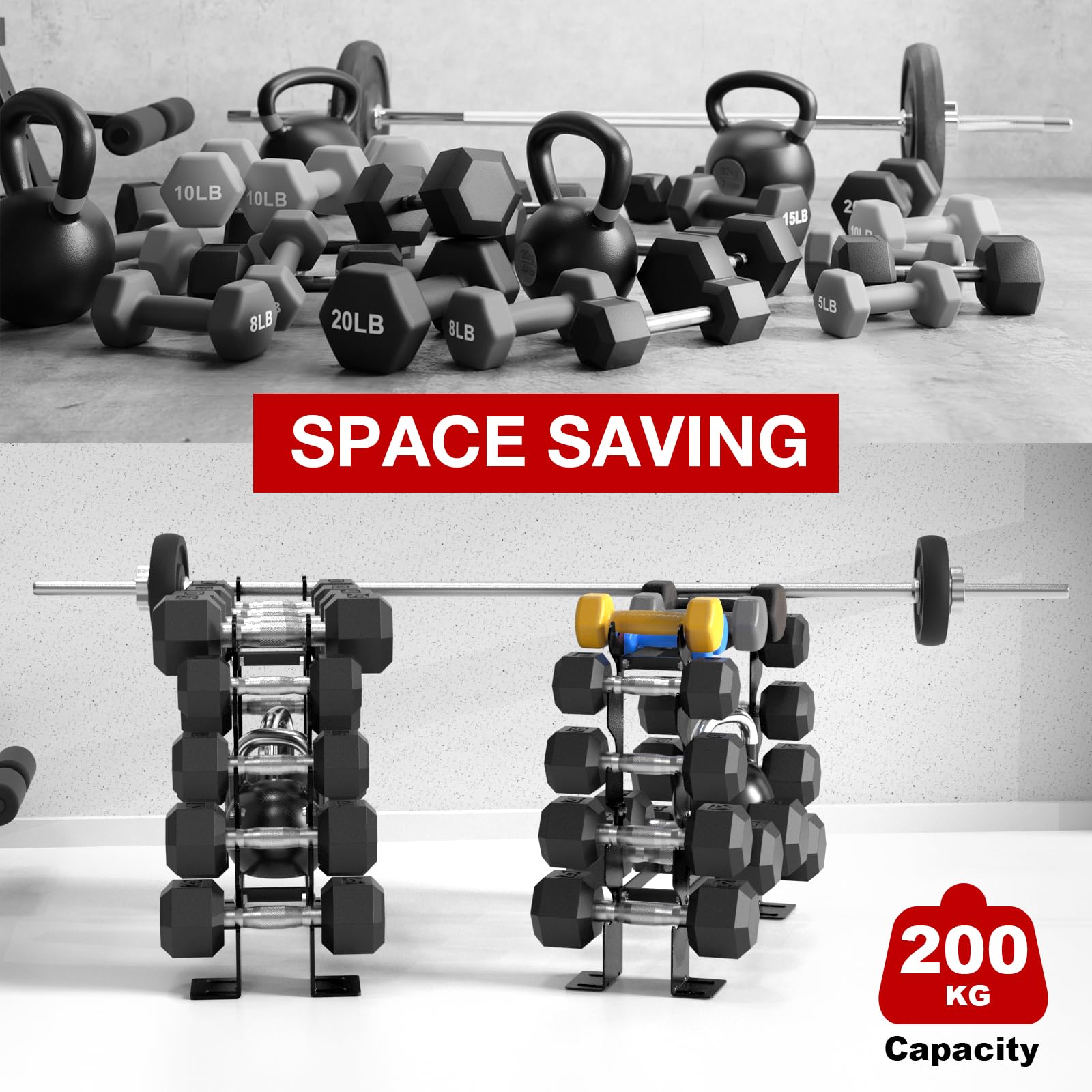 RELIFE REBUILD YOUR LIFE Rettangolo Manubri Rack Dumbbell Rack Manubri Supporto Peso Rastrelliera Pesi Porta pesi Palestra Casa