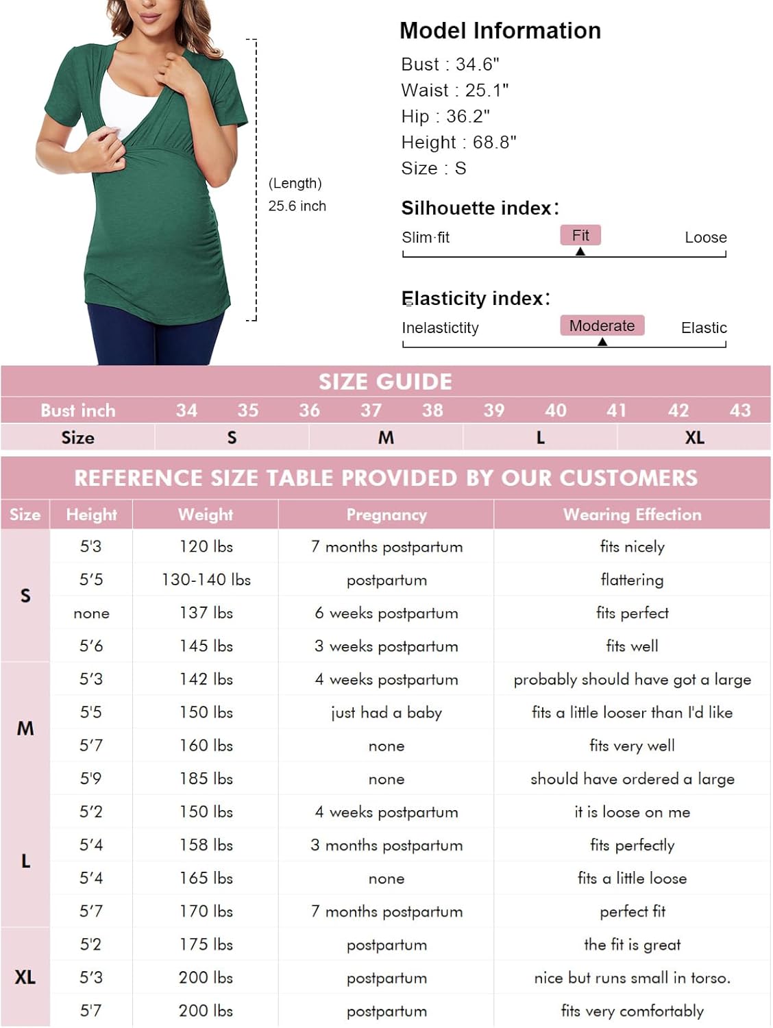 Liu & Qu Women's Maternity Nursing Tops, Layered Wrap for Breastfeeding, V-Neck Short Sleeve Tee Shirts 3 Packs - Image 7