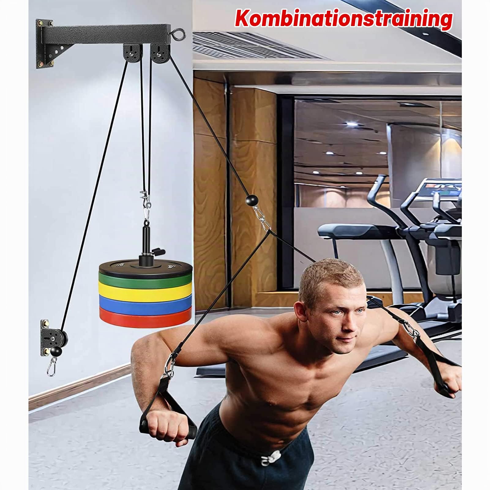 Taeku Seilzug-Fitness, Verbesserte Gewicht Seilzugsystem für LAT Pull Down Bizeps Curl Trizeps Armtraining Gewichtsscheibensystem Zusatzgeräte für DIY Gym