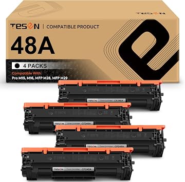 TESEN CF248A Toner Cartridge Replacement for HP 48A Toner Cartridge Black for HP LaserJet Pro M15w M15a M16w M16a MFP M29w M29a M28w M28a Printer 4-Pack, with New Chip