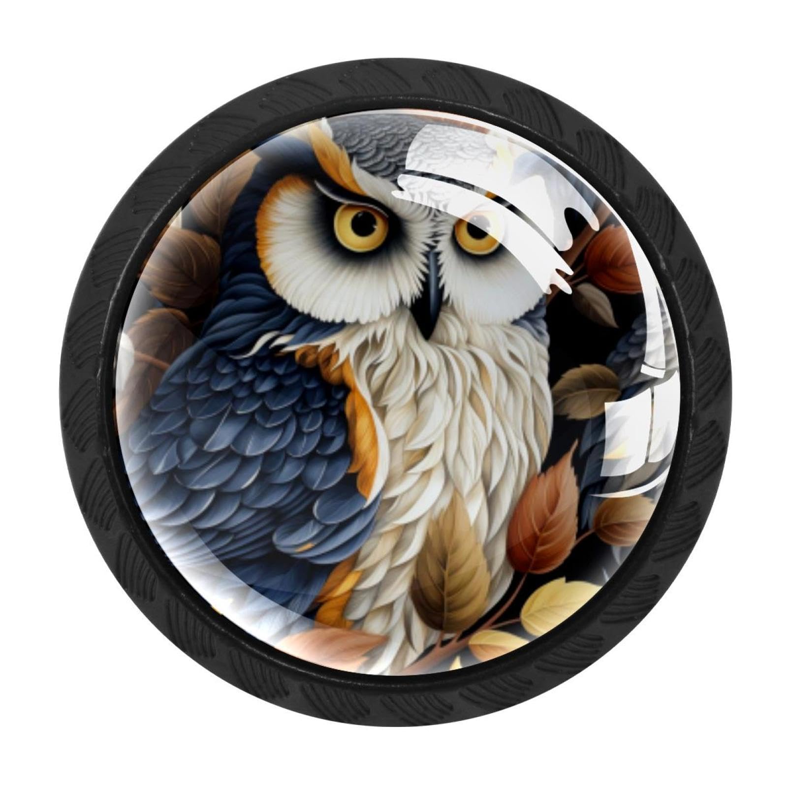 CHENZZZZ Owl Drawer Knobs Pull Handle Crystal Glass Circle Shape Cabinet Drawer Pulls Cupboard Knobs with Screws for Kitchen Cupboard Dresser Wardrobe etc