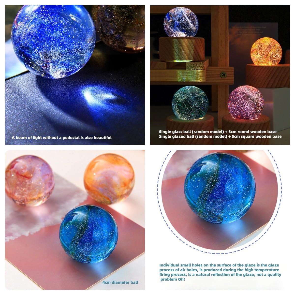 Lampada da Notte a Sfera di Cristallo con Sistema Solare 7 Colori Che cambiano Modello di Luna con Base in Legno Regalo Spaziale for Bambini