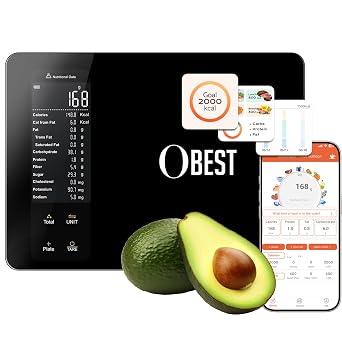 Smart Food Scale with Nutritional Calculator, Free APP with 30 Nutrients Tracking, Calorie, Macro, Works with App for Daily Reports, Digital Kitchen Scale for Meal Prep Weight Loss Coffee Making, 22lb