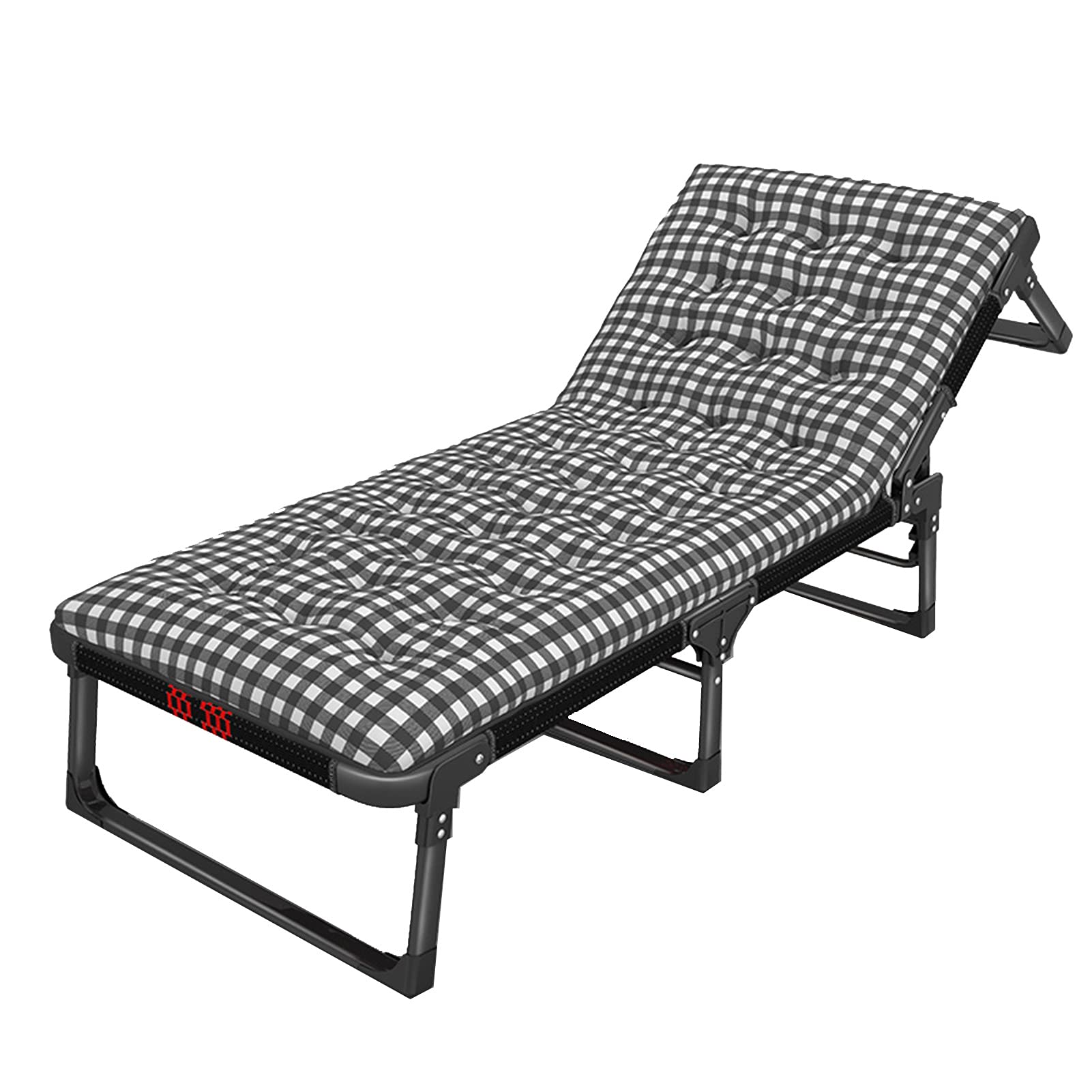 Folding Garden Sun Lounger, Adjustable Office Recliner, for Balcony Camping Beach Outdoor Relaxing Chair, with Removable Cotton Pad and Headrest, Load 200kg