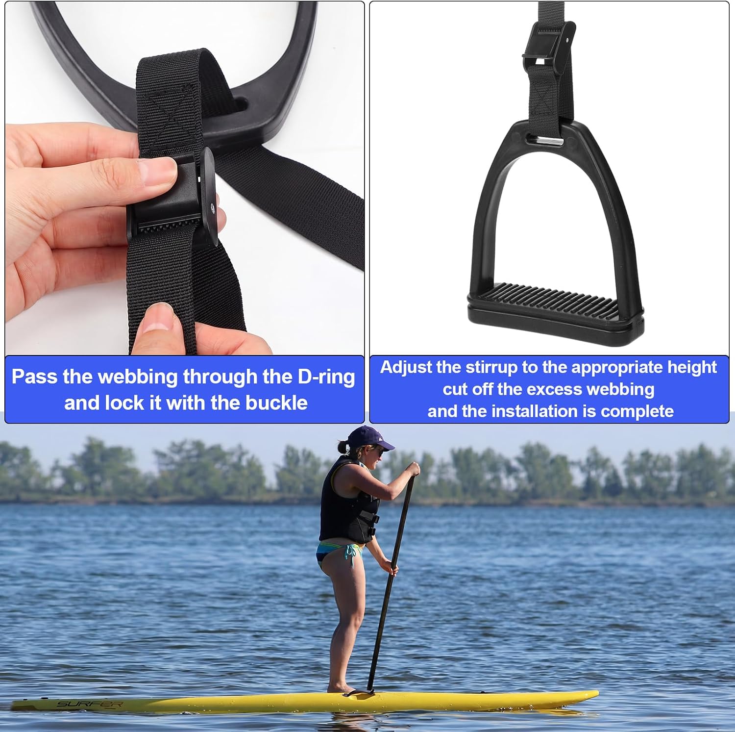a Must-Have Accessory for Every Paddler, 2-Pack Paddleboard Accessories Device that Enables You to Easily Return to The Deck, Paddle Board Stirrup