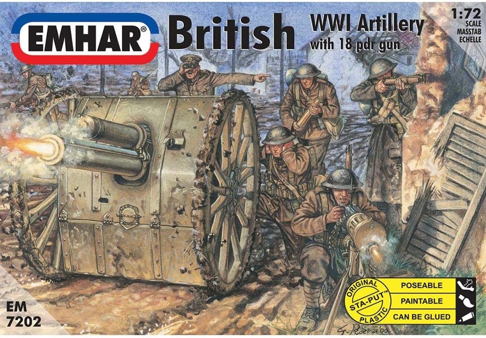 Emhar Models EM7202 British WWI Artillery Model Building Kit with 18PDR Gun