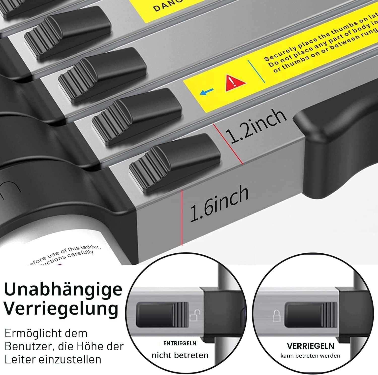 5 m Lange Teleskopleiter, Doppelzweck, Metall, leichte Teleskopleiter mit Stabilisator, kompakte Trittleiter, 150 kg Tragkraft (2,5 m + 2,5 m)