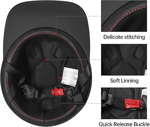 Miniatura 3 de Casco de motocicleta estilo béisbol para adultos, certificado por DOT, medio casco para hombres con hebilla de liberación rápida, diseño retro