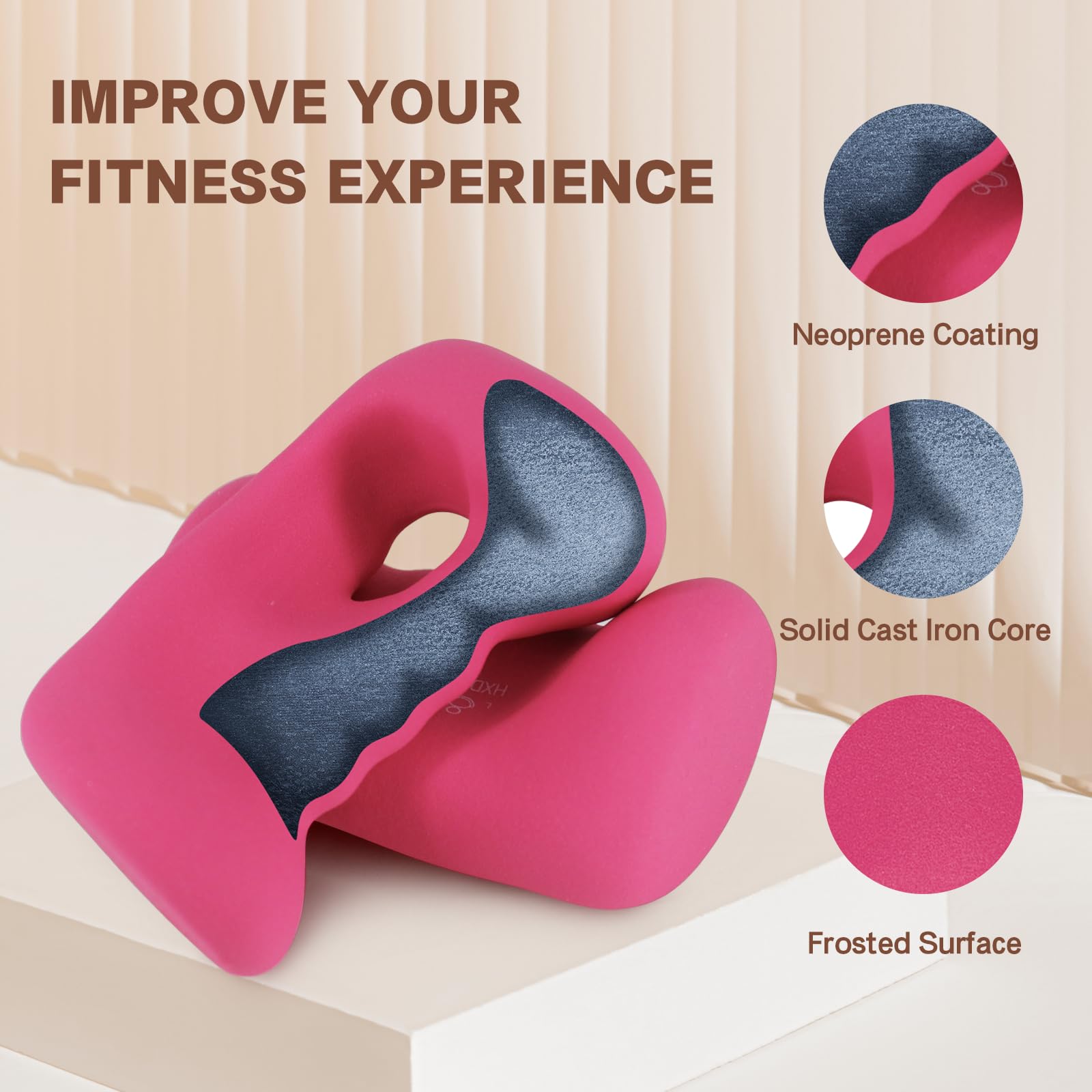 HXD-ERGO Neopren hantle, para ciężarków do siłowni w domu fitness, idealne do ramion, przysiadów, nacisku na klatkę piersiową, joggingu i jogi, zestaw 2 sztuk